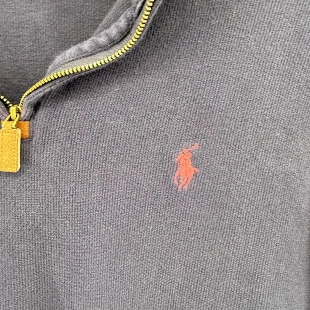Polo Ralph Lauren Estate Rib 1/4 Zip Mens Large Pullover Navy Blue Pony Cotton‎